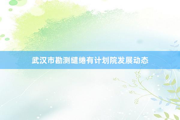 武汉市勘测缱绻有计划院发展动态